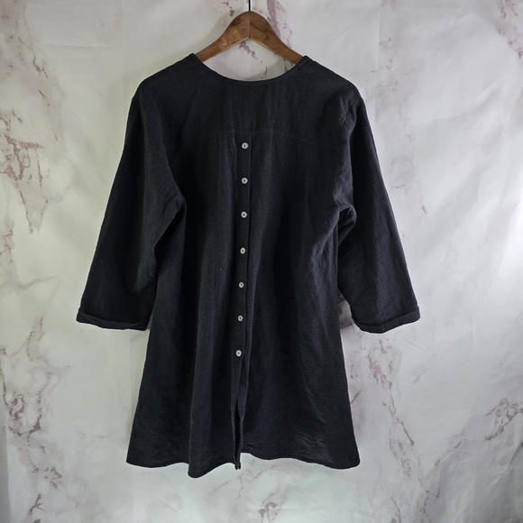 Habitat Shirt Womens Medium Tunic Button Front Back Textured Long Sleeve Gauze - Picture 5 of 13